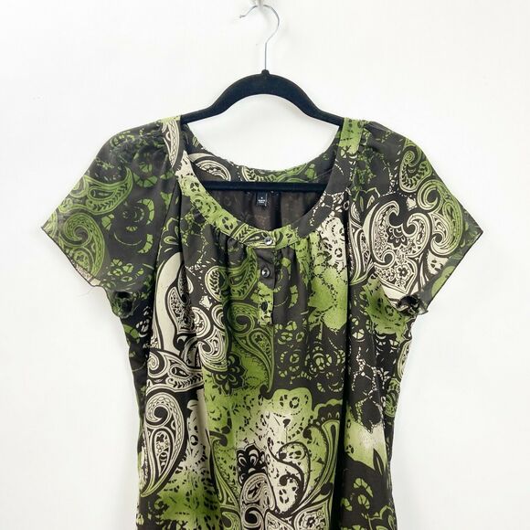 Apt. 9 Small Womens Green Boho Print Top - Picture 2 of 7
